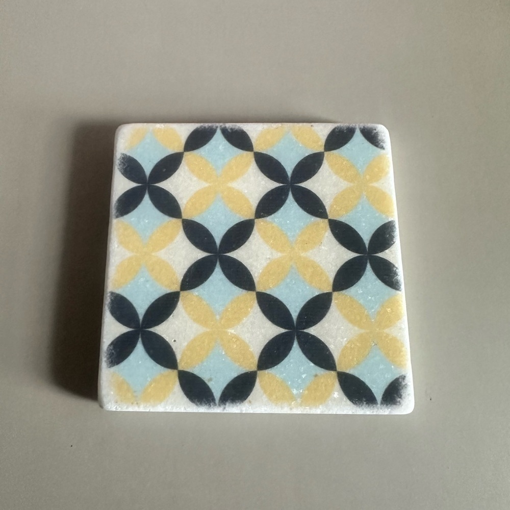 Greek Marble Coaster with Geographic Design